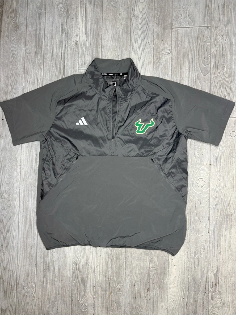 USF Bulls Jacket Windbreaker Adidas Pullover Half Zip Short Sleeve Men xl black